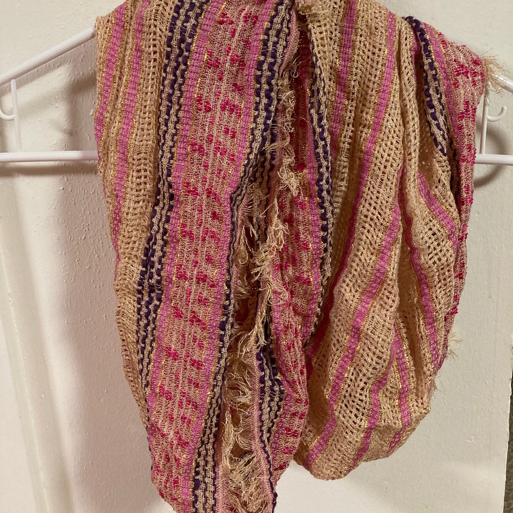 Pink, Purple and Gold Infinity Scarf